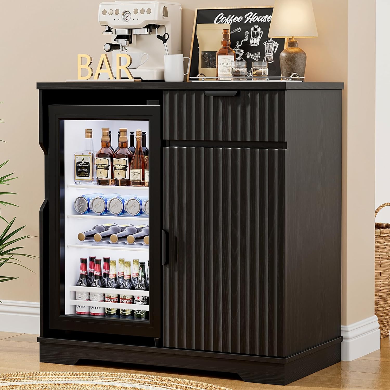 Home Bar And Cabinet - Барный шкаф для кофе с рифленой