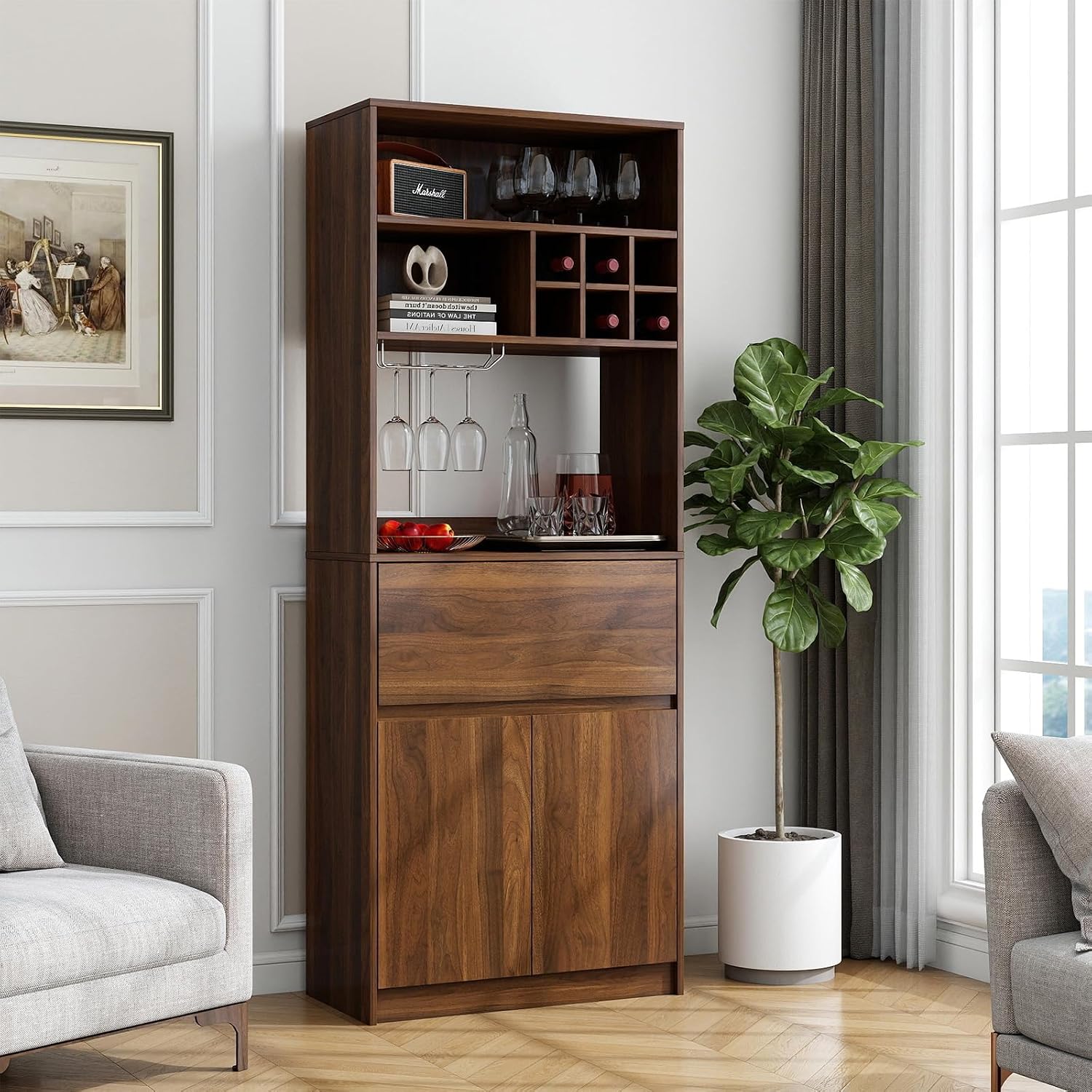 Home Bar And Cabinet - Кофейный барный шкаф-тумба с ящиками и